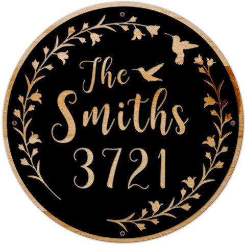 Hummingbird  Name Number - Personalized Metal Sign