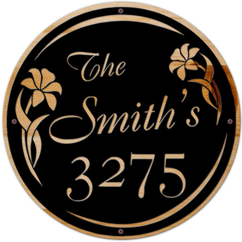 Flowers--Name-Number---Personalized-Metal-Sign
