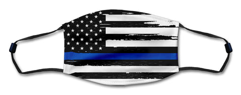 American Flag Blue Line Distressed Mask Metal Sign