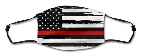 American Flag Red Line Distressed Mask Metal Sign