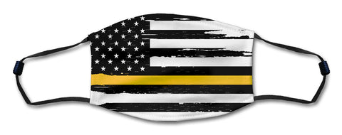 American Flag Yellow Line Distressed Mask Metal Sign