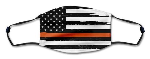 American Flag Orange Line Distressed Mask Metal Sign