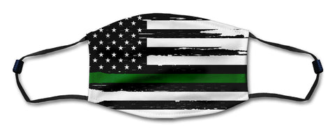 American Flag Green Line Distressed Mask Metal Sign