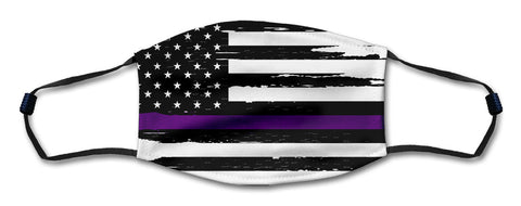 American Flag Purple Line Distressed Mask Metal Sign