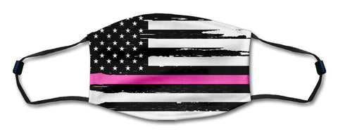 American Flag Pink Line Distressed Mask Metal Sign