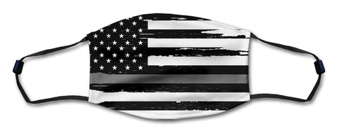 American Flag Grey Line Distressed Mask Metal Sign