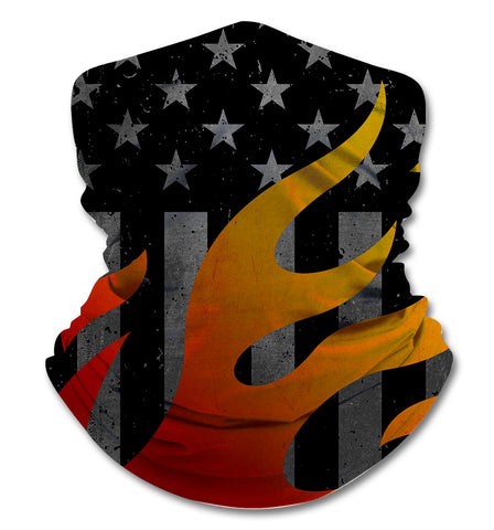 Motorcycle Flame American Flag Gaiter Metal Sign