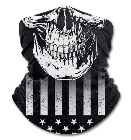 Biker Skull American Flag Gaiter Metal Sign