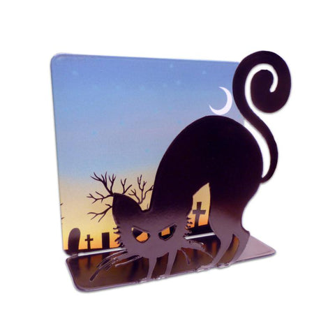 3-D-Halloween-Black-Cat-Topper-Vintage-Sign-Metal-Sign