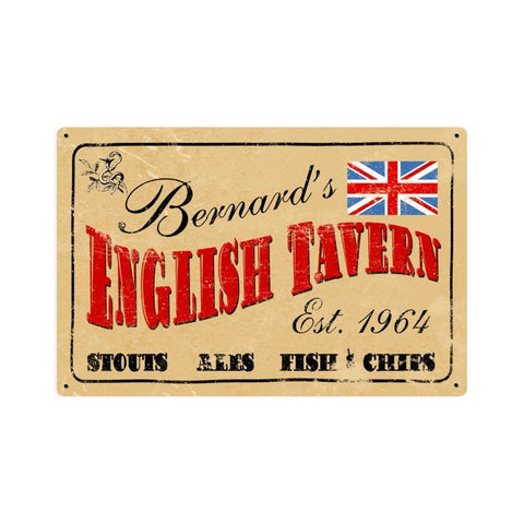 Old English Tavern  - Personalized Metal Sign