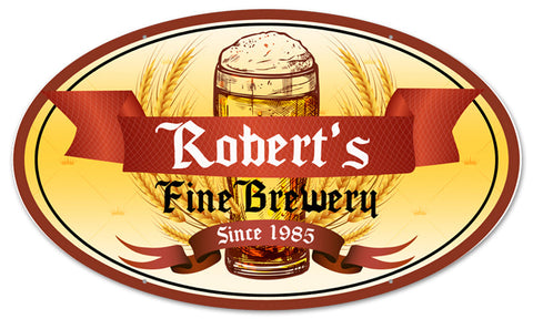 FINE BREWERY SINGLE PERSONALIZED   Personalized Metal Sign