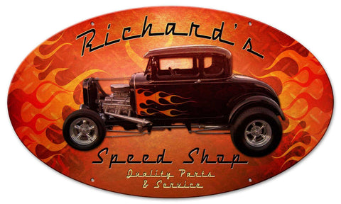 Speed Shop Hot Rod   Personalized Metal Sign