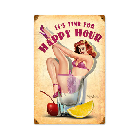 Happy Hour Vintage Sign Metal Sign