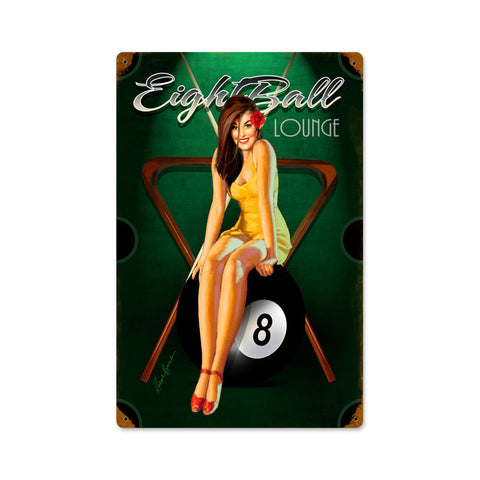 Eight Ball Pinup Vintage Sign Metal Sign