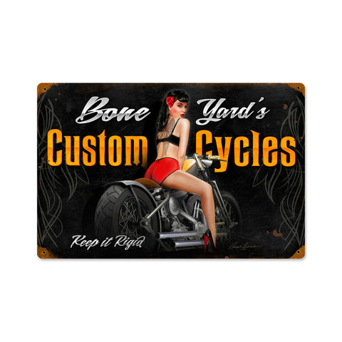 Bone Yard Cycles Vintage Sign Metal Sign
