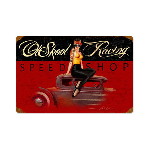 Ol Skool Speed Shop Vintage Sign Metal Sign