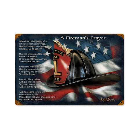 Firemans Prayer Metal Sign