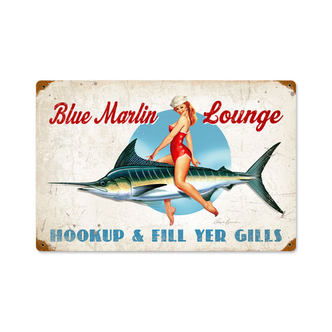 Blue Marlin Lounge Vintage Sign Metal Sign