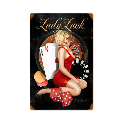Lady Luck Vintage Sign Metal Sign