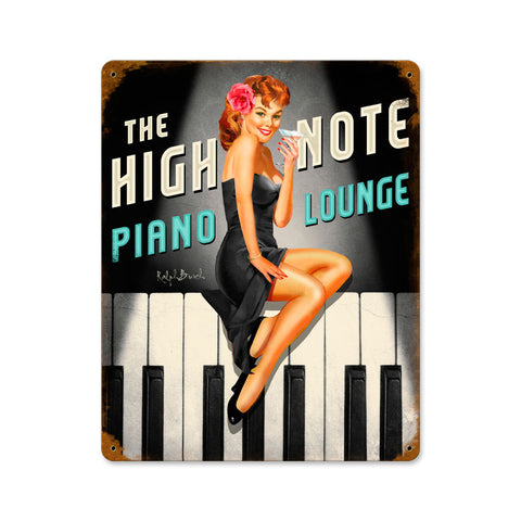 High Note Piano Lounge Vintage Sign Metal Sign