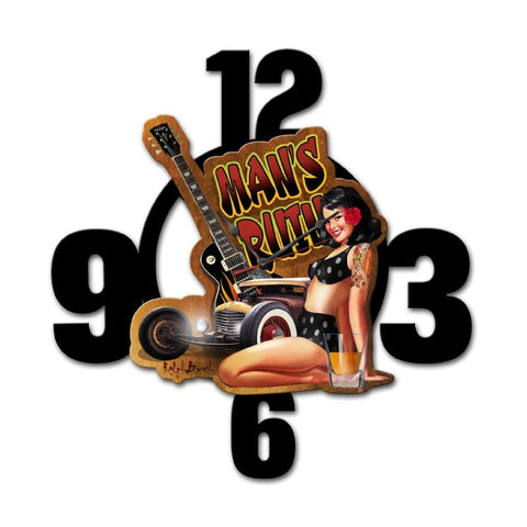 Mans Ruin Layered Clock Metal Sign