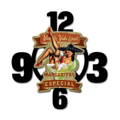 Margaritas Especial Layered Clock Metal Sign