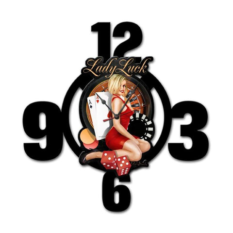 Lady-Lucky-Layered-Clock-Metal-Sign