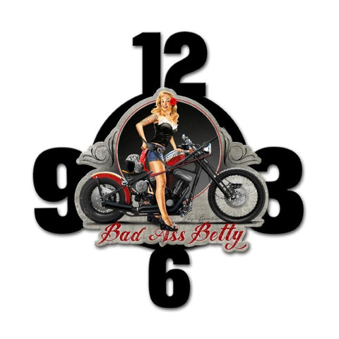 Bad Ass Betty Layered Clock Metal Sign