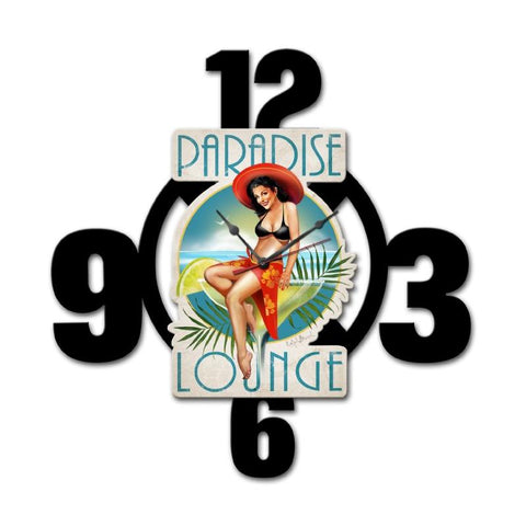 Paradise Lounge Layered Clock Metal Sign