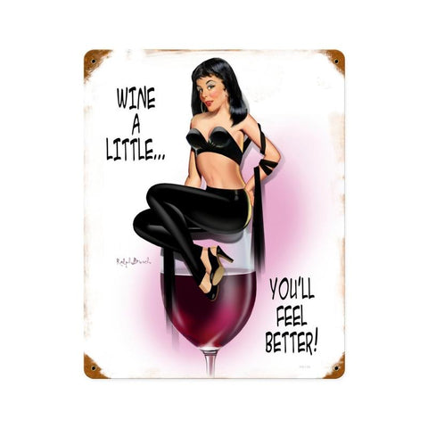 Wine A Little Vintage Sign Metal Sign