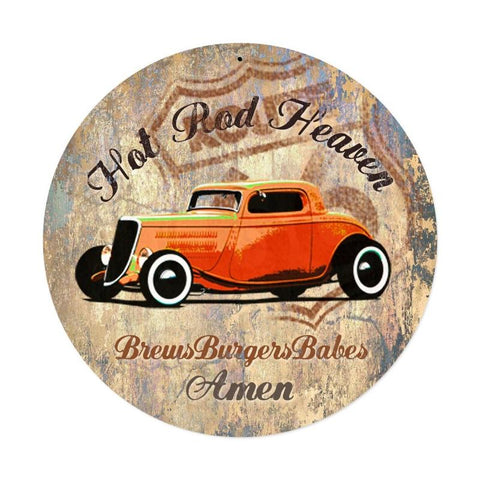 Hot Rod Heaven Vintage Sign Metal Sign