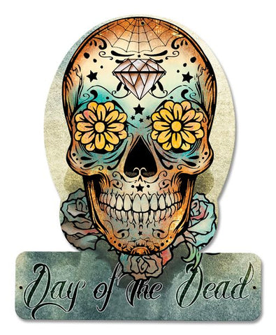 DAY-OF-THE-DEAD-HELMET-Vintage-Sign-Metal-Sign