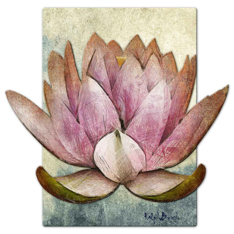 3-D Lotus Painting Metal Sign