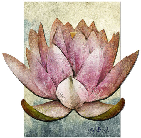 3-D Lotus Painting Metal Sign
