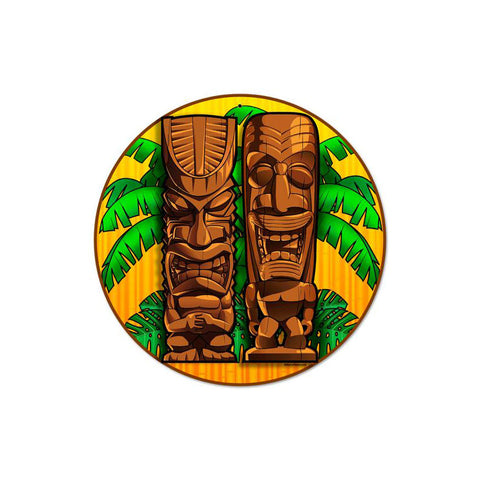 Tikis Round Vintage Sign Metal Sign