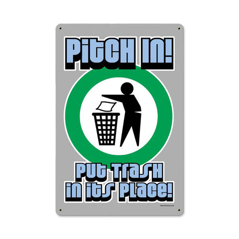 Pitch In Vintage Sign Metal Sign