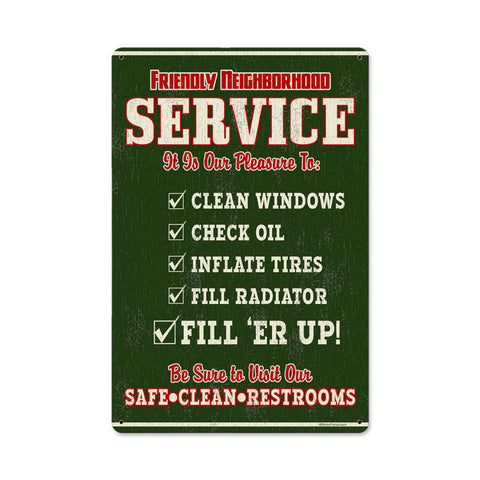 Friendly Service Vintage Sign Metal Sign