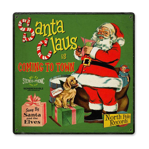 Santa Record Cover Vintage Sign Metal Sign