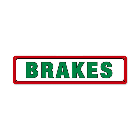 Gas Station Brakes 20 x 5 Satin Metal Sign
