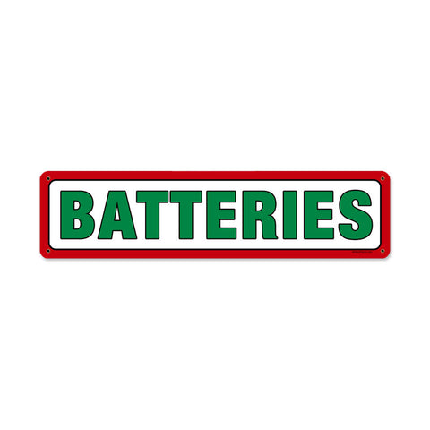 Gas-Station-Batteries-20-x-5-Satin-Metal-Sign