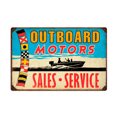 Outboard Motors Vintage Sign Metal Sign