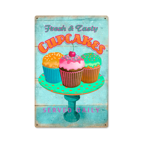 Cupcakes Fresh Vintage Sign Metal Sign