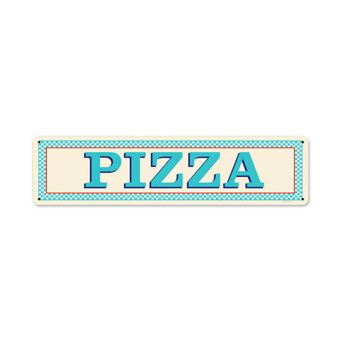 Blue Pizza Vintage Sign Metal Sign