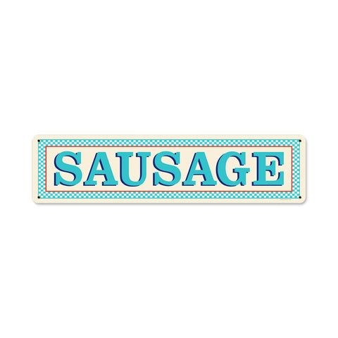 Blue Sausage Vintage Sign Metal Sign