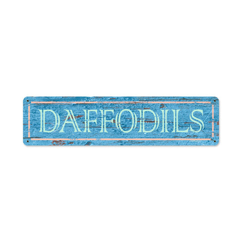 Blue Daffodils Vintage Sign Metal Sign