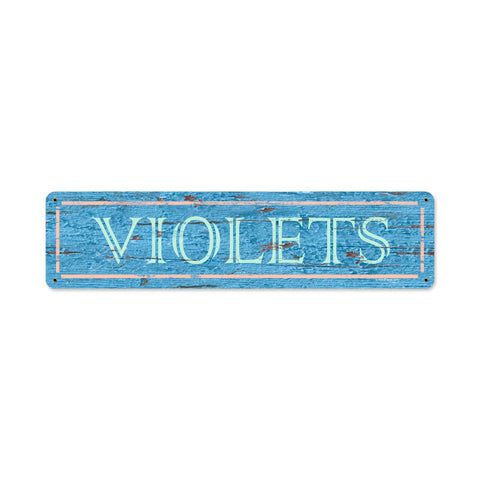 Blue Violets Vintage Sign Metal Sign
