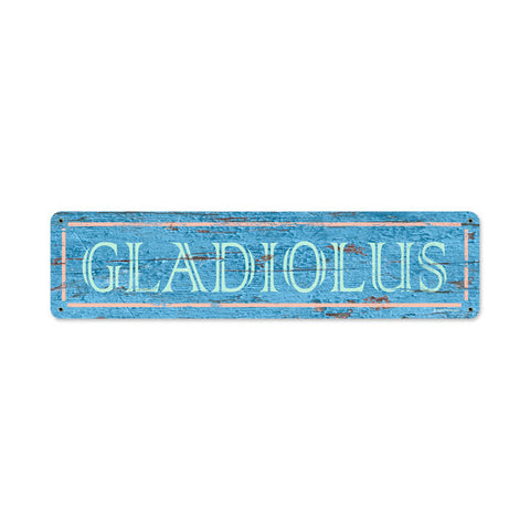 Blue Gladiolus Vintage Sign Metal Sign