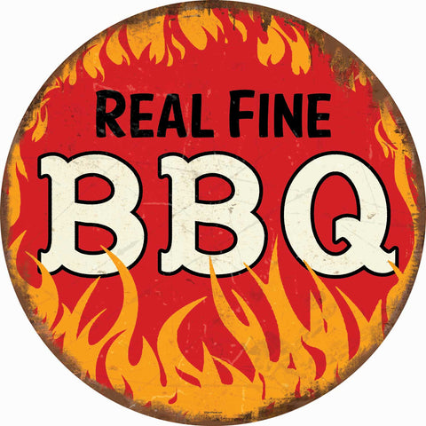 RPC474 - 43834 REAL FINE BBQ FLAMES Metal Sign