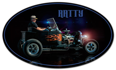 RATTY RAT ROD OVAL Vintage Sign Metal Sign