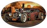 RAT ROD CITY OVAL Vintage Sign Metal Sign